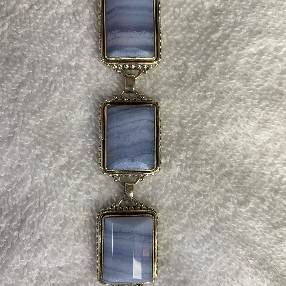 Stone and silver bracelet